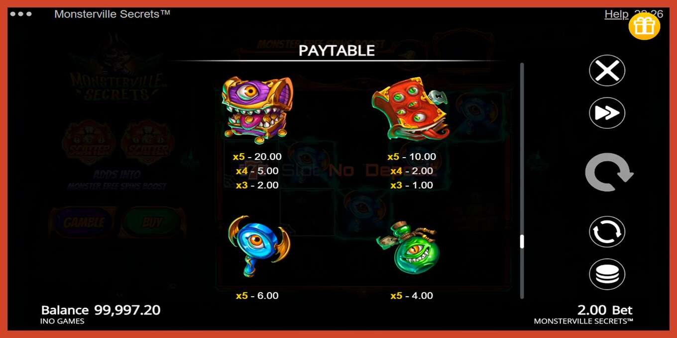 Slot screenshot: Monsterville Secrets no deposit, number - 6