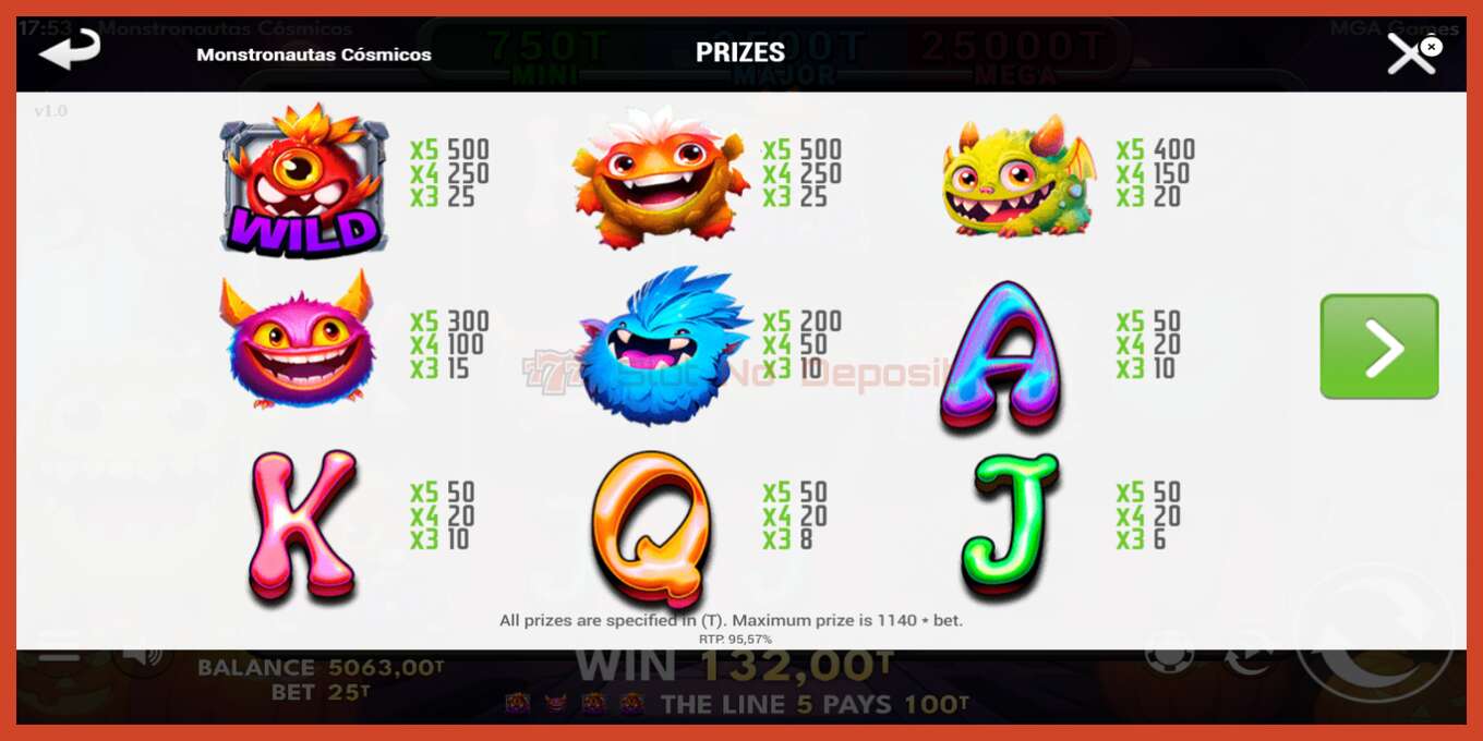 Slot screenshot: Monstronautas Cosmicos no deposit, number - 5