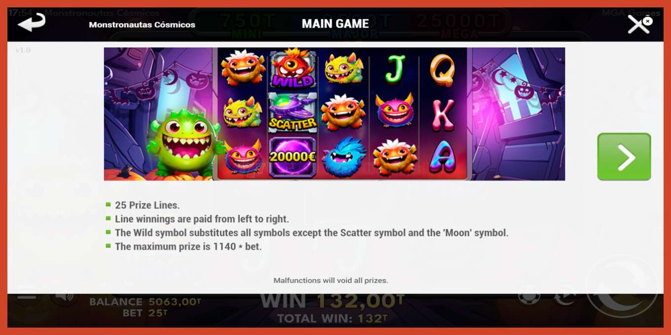 Slot screenshot: Monstronautas Cosmicos no deposit, number - 7