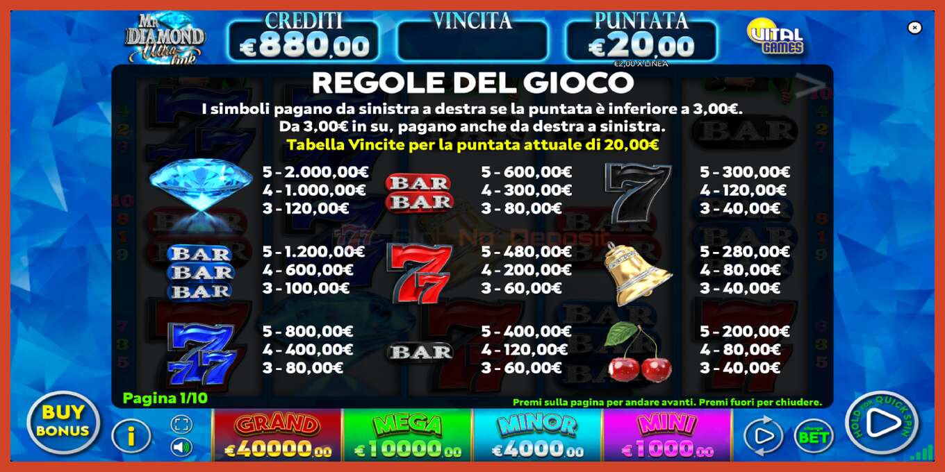 Captura de tela do slot: Mr. Diamond Ultra Link sem depósito, número - 5