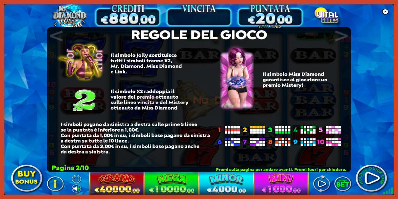 Captura de tela do slot: Mr. Diamond Ultra Link sem depósito, número - 6