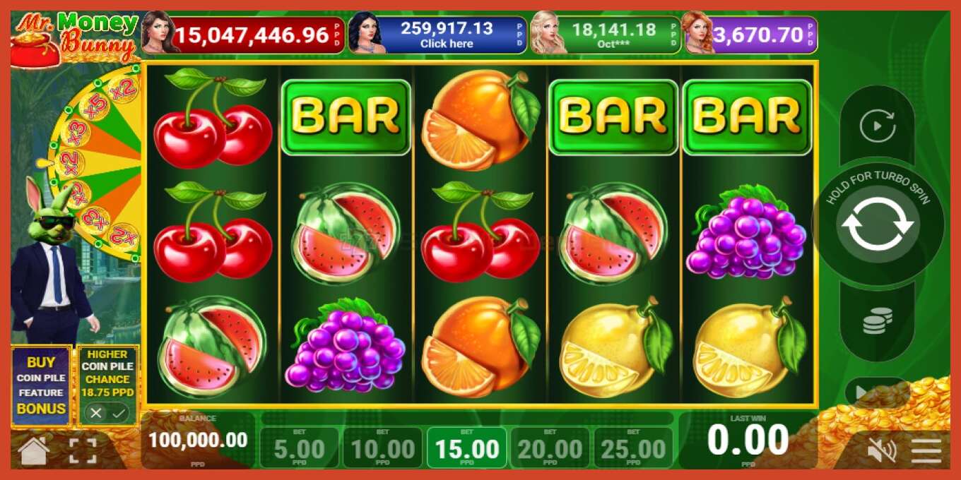 Slot screenshot: Mr. Money Bunny no deposit, number - 1