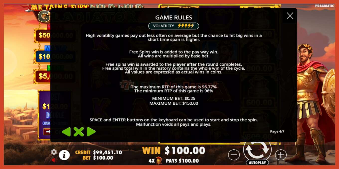 Slot screenshot: Mr Tains Fury: Wild Wild Gladiator no deposit, number - 7