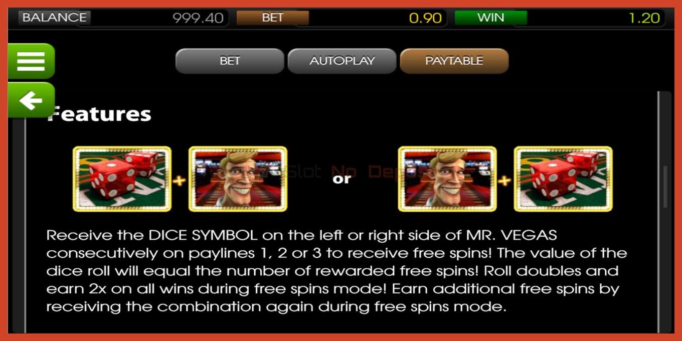 Slot screenshot: Mr. Vegas no deposit, number - 4