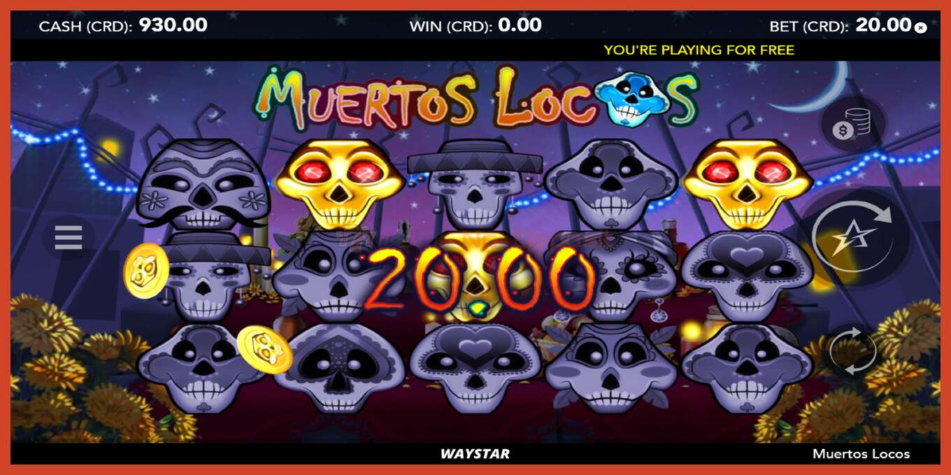 Slot скриншоту: Muertos Locos депозит жок, саны - 2