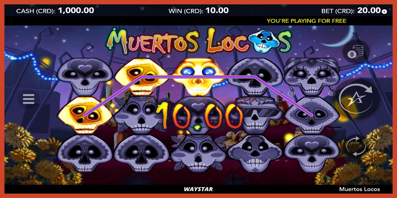 Slot скриншоту: Muertos Locos депозит жок, саны - 4