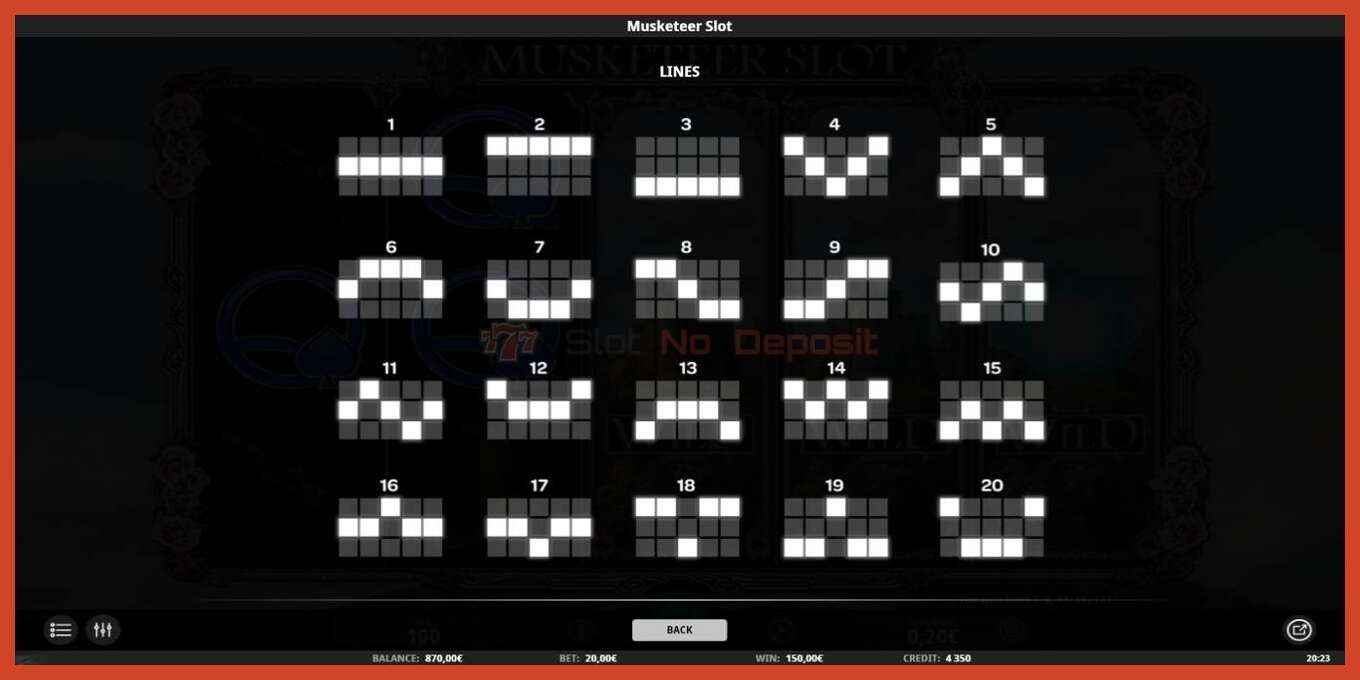 Schermata della fessura: Musketeer Slot nessun deposito, numero - 7