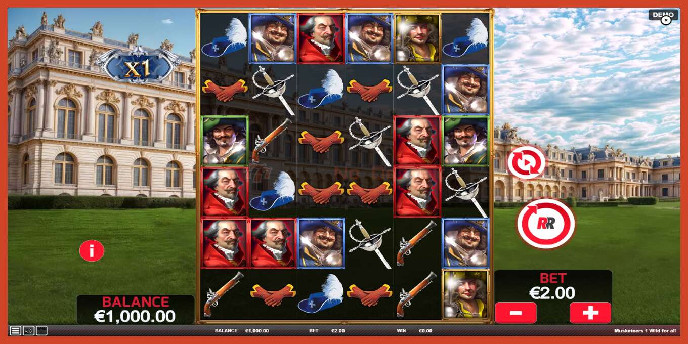 Slot screenshot: Musketeers 1 Wild for All no deposit, number - 2