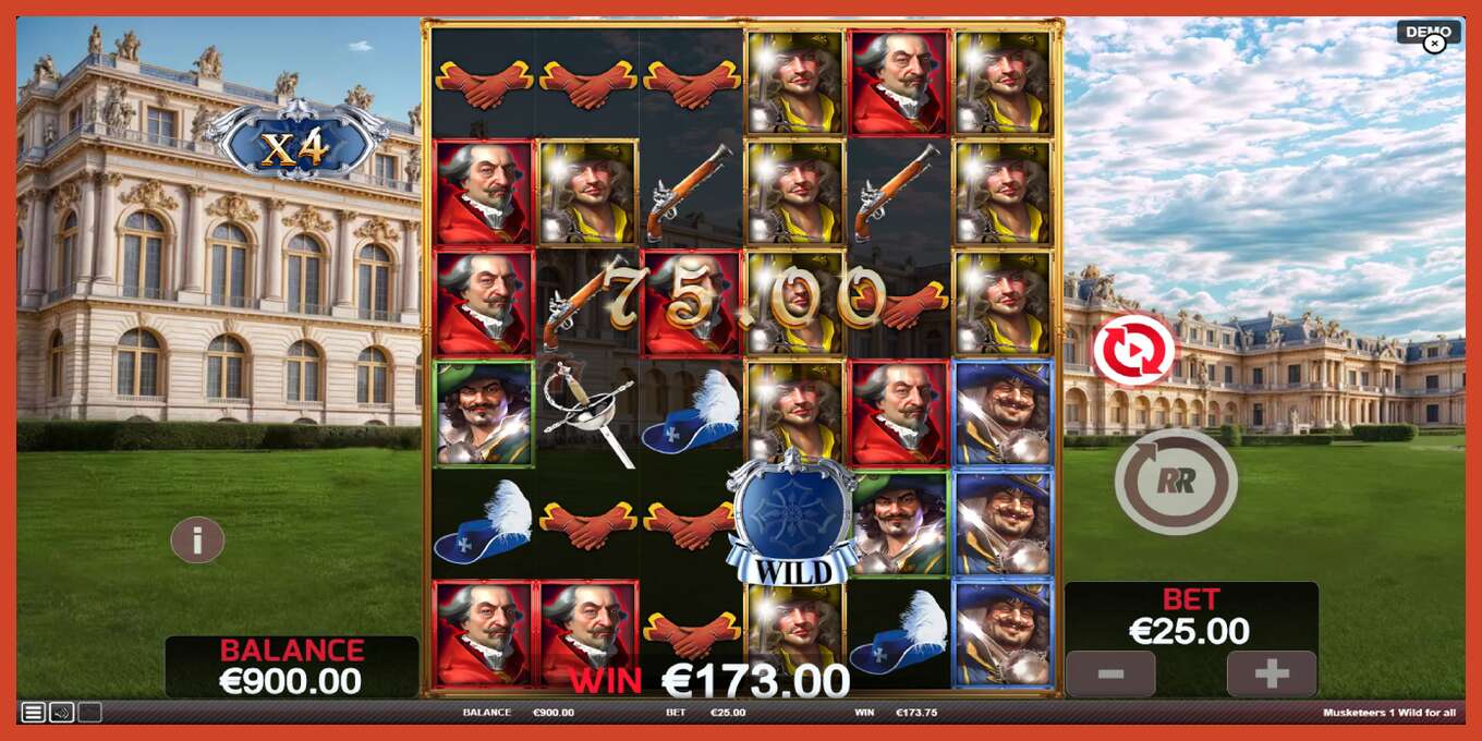 Slot screenshot: Musketeers 1 Wild for All no deposit, number - 3