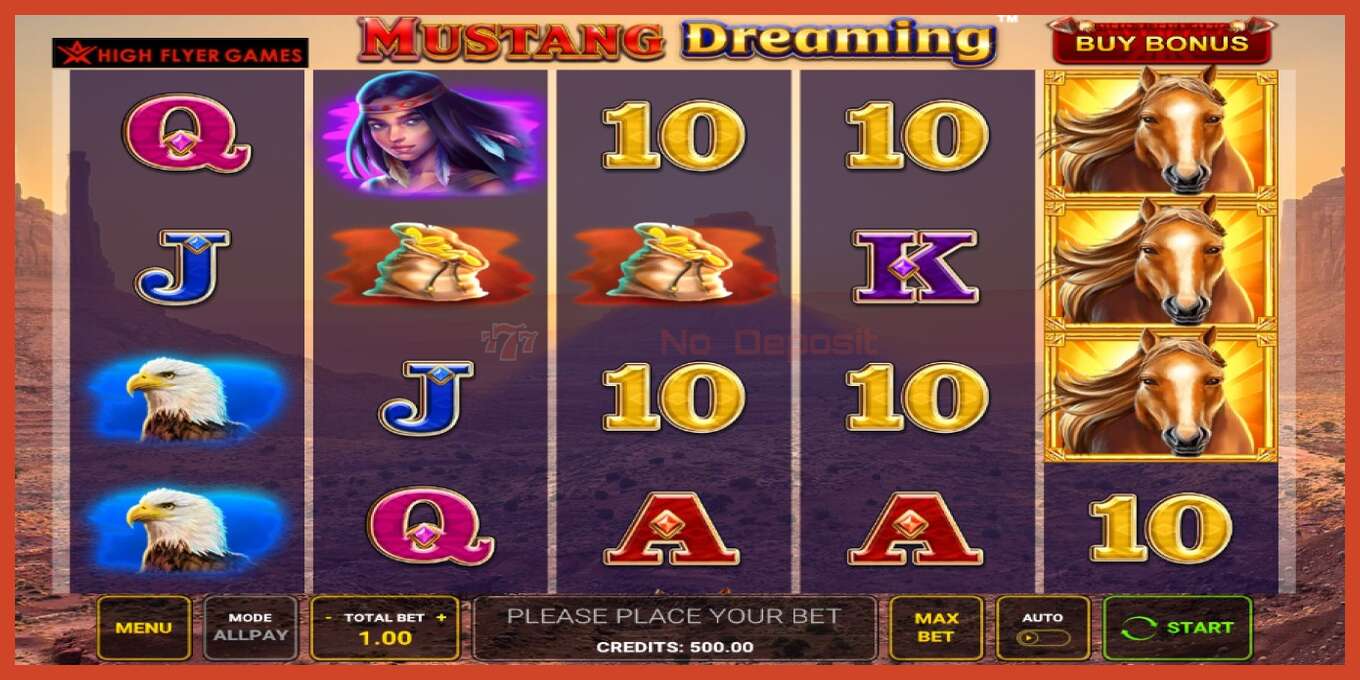 Slot screenshot: Mustang Dreaming no deposit, number - 1