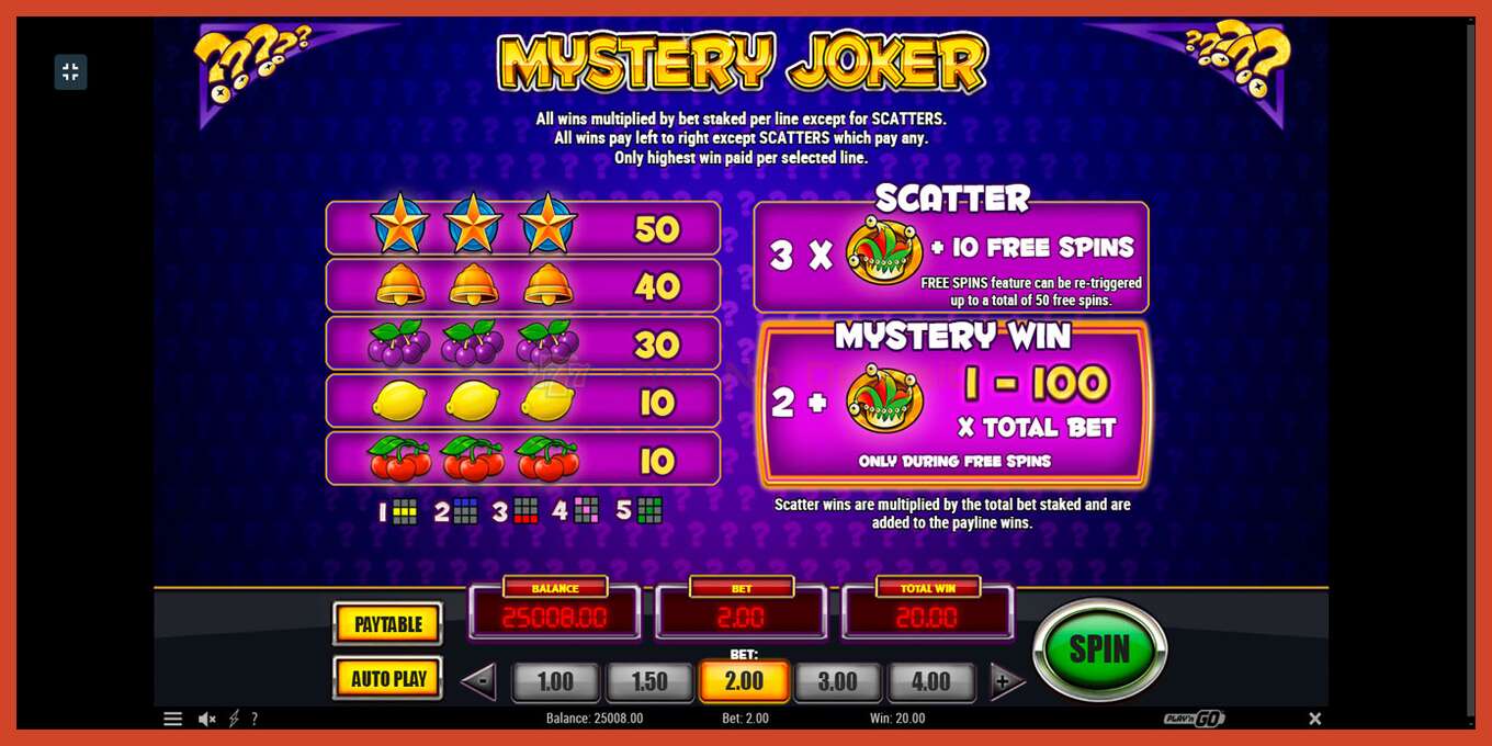 Slot screenshot: Mystery Joker no deposit, number - 7