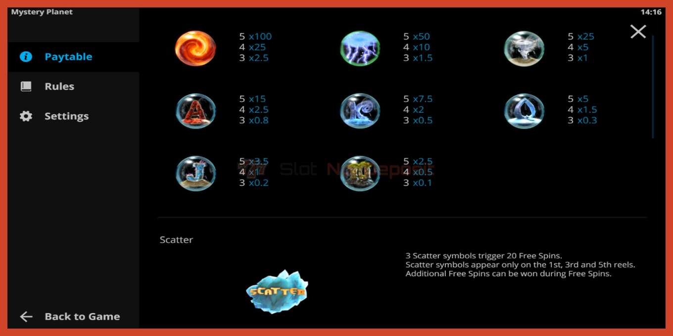 Slot screenshot: Mystery Planet nincs letét, szám - 5