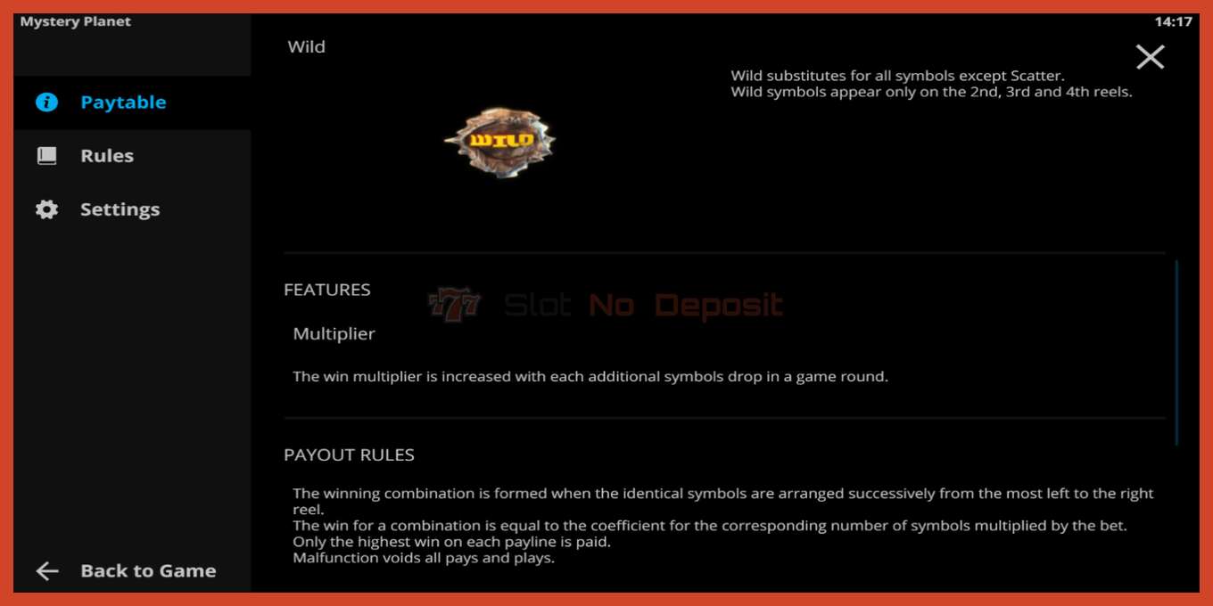 Slot screenshot: Mystery Planet no deposit, number - 6