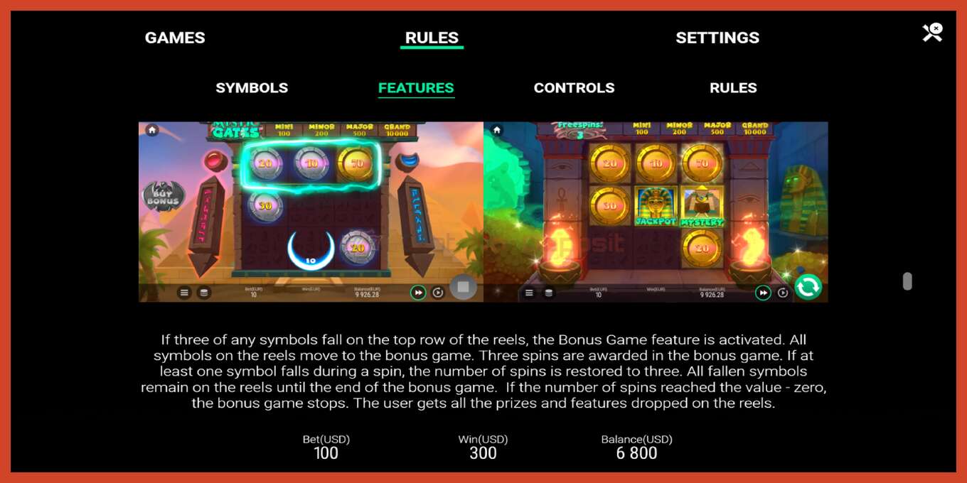 Slot screenshot: Mystic Gates no deposit, number - 6