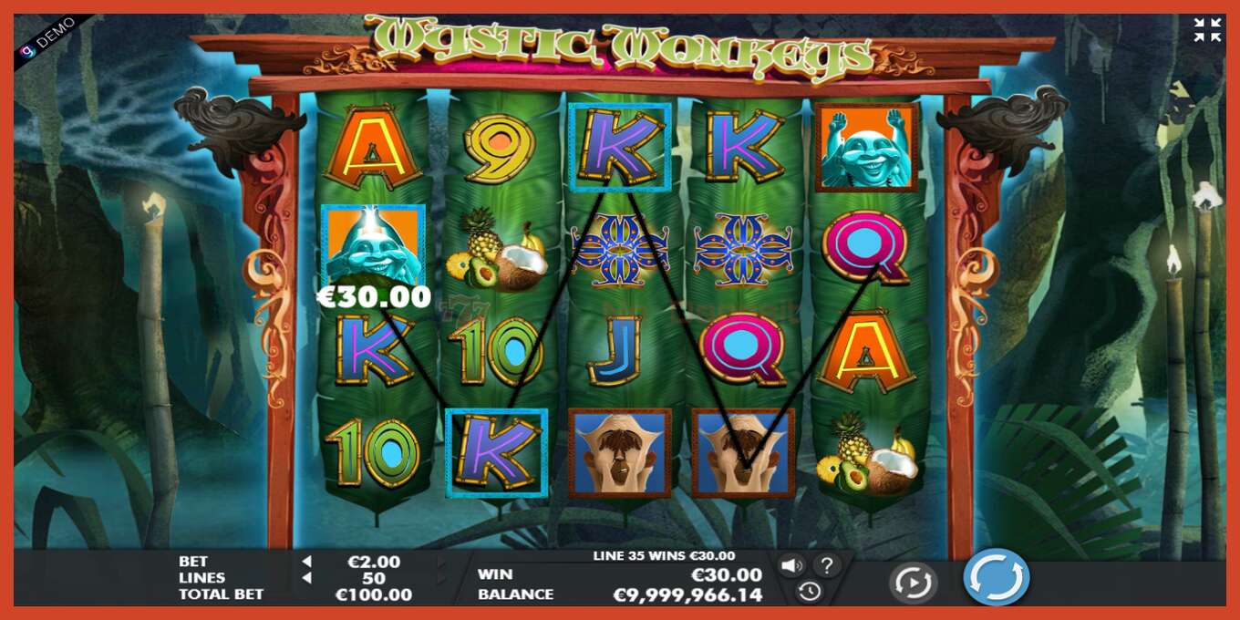 Slot screenshot: Mystic Monkeys no deposit, number - 2