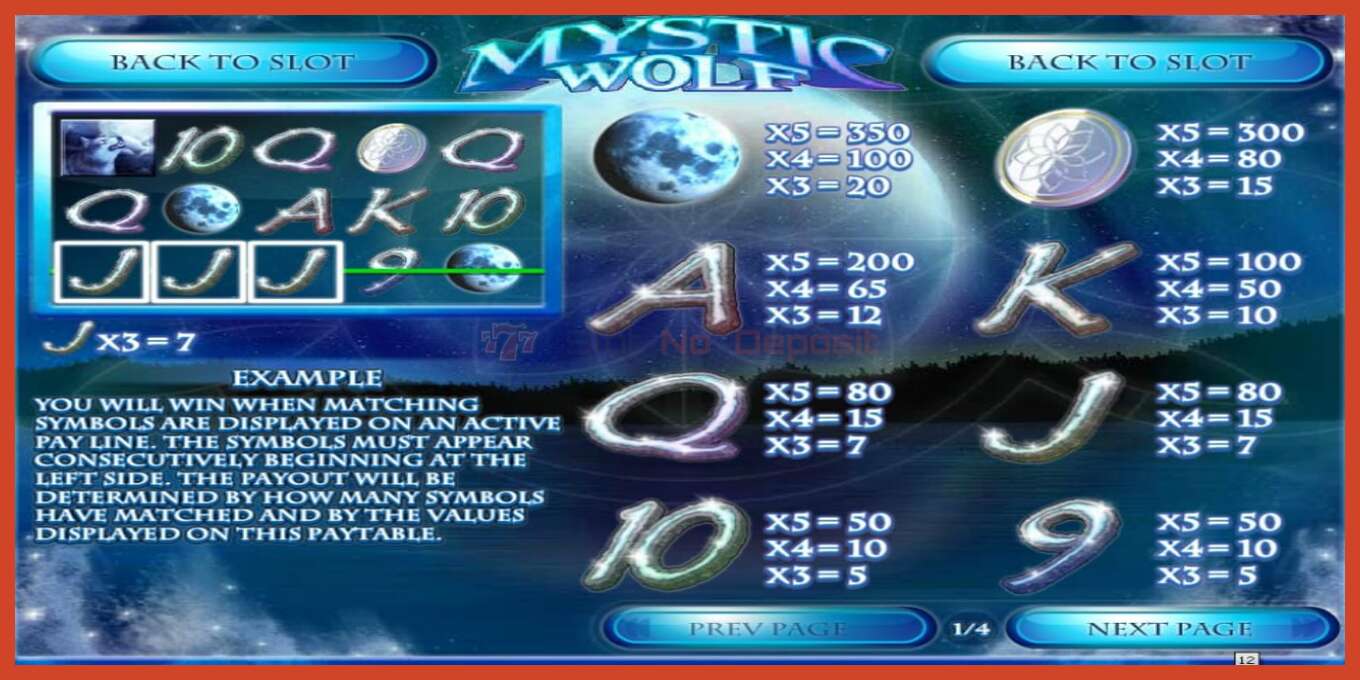 צילום מסך של חריץ: Mystic Wolf ללא פיקדון, מִספָּר - 4