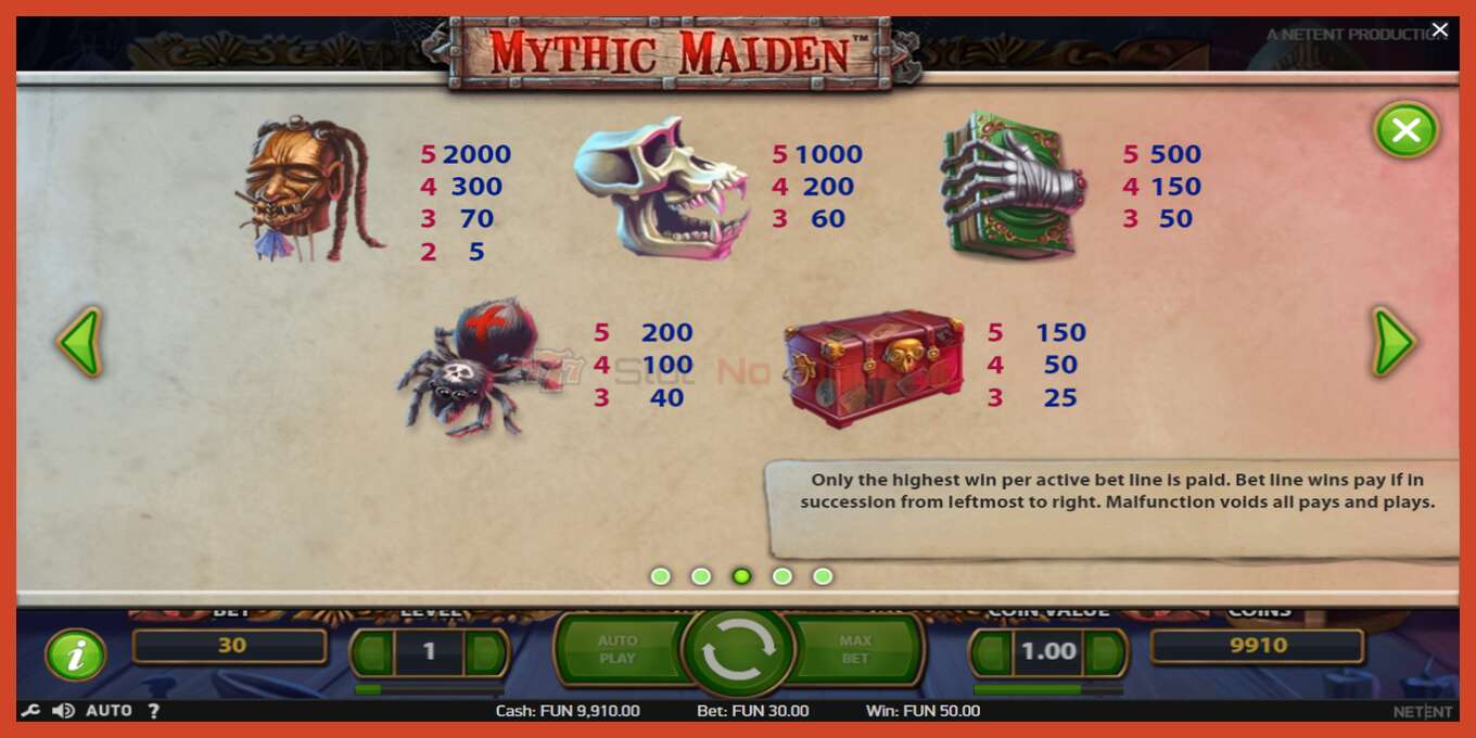 Slot screenshot: Mythic Maiden no deposit, number - 6