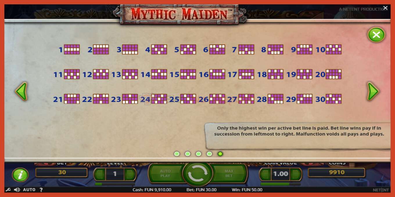 Slot screenshot: Mythic Maiden no deposit, number - 7