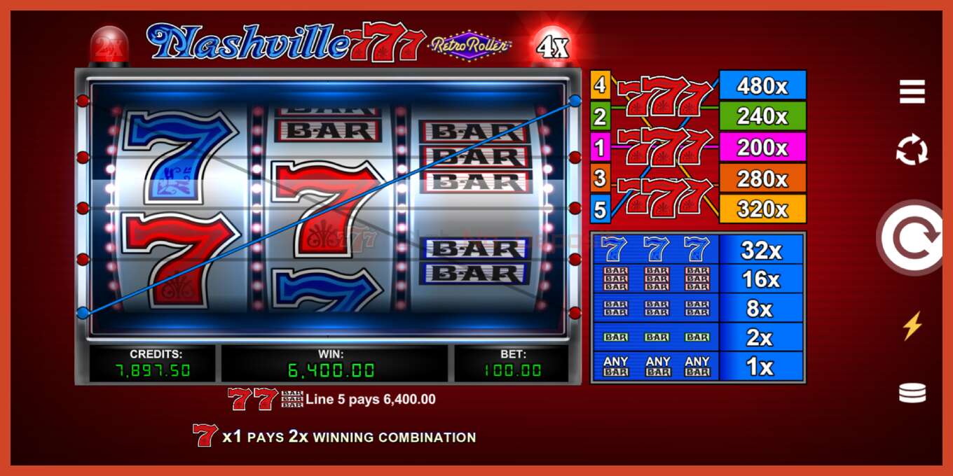 Slot screenshot: Nashville 777 Retro Roller no deposit, number - 2