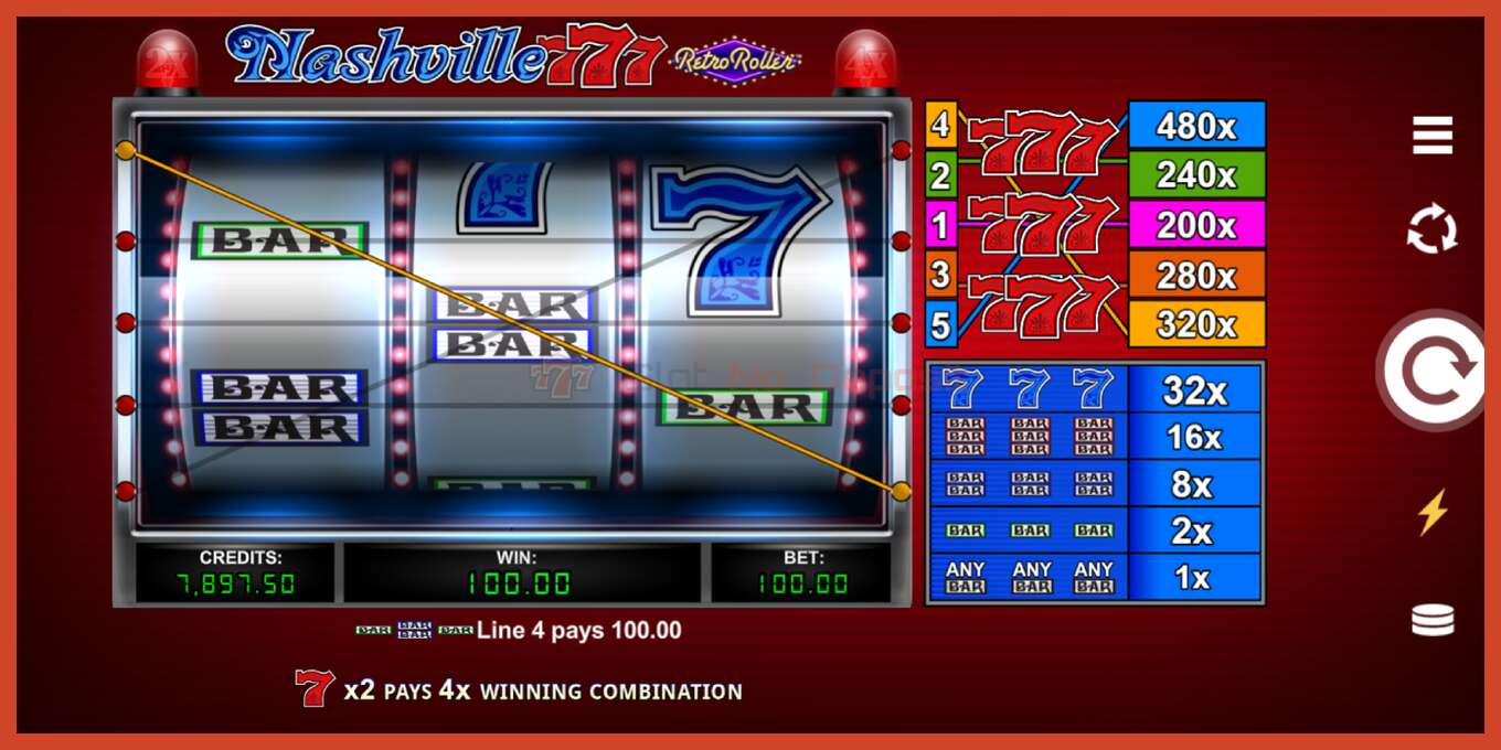 Slot screenshot: Nashville 777 Retro Roller no deposit, number - 3