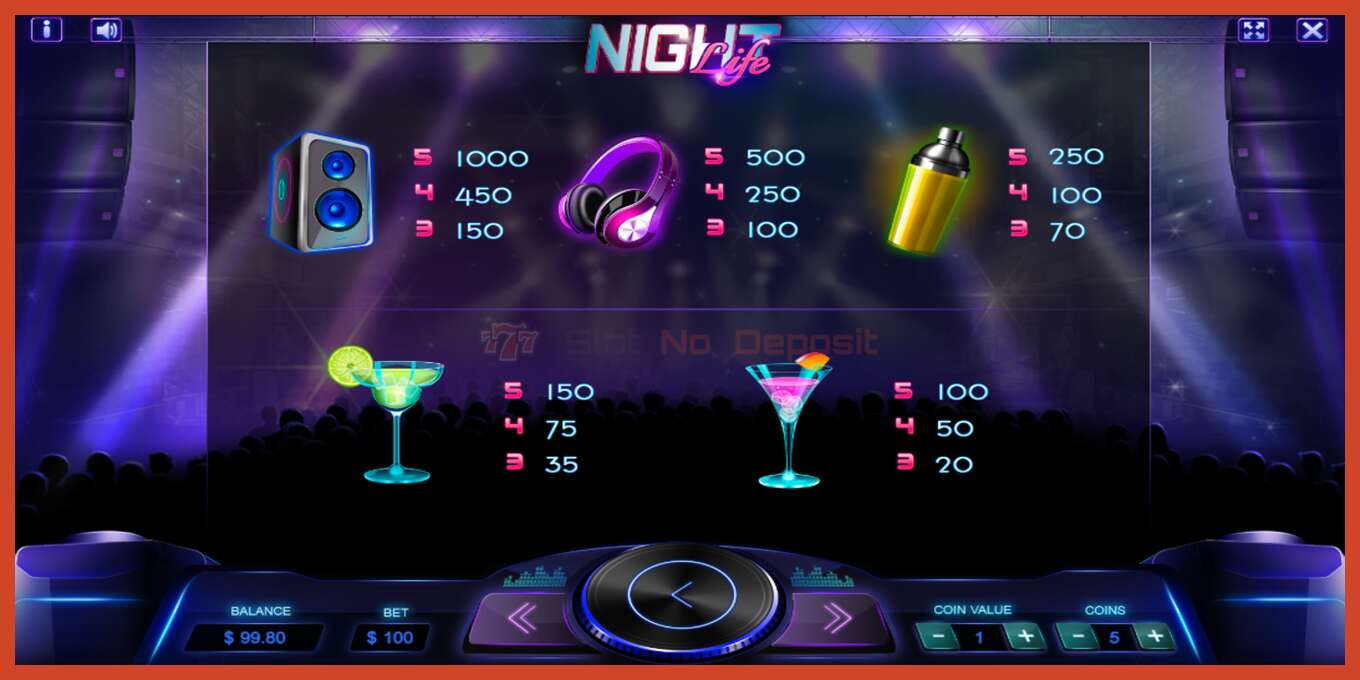 Slot skrinshoti: Night Life depozit yoq, raqam - 3