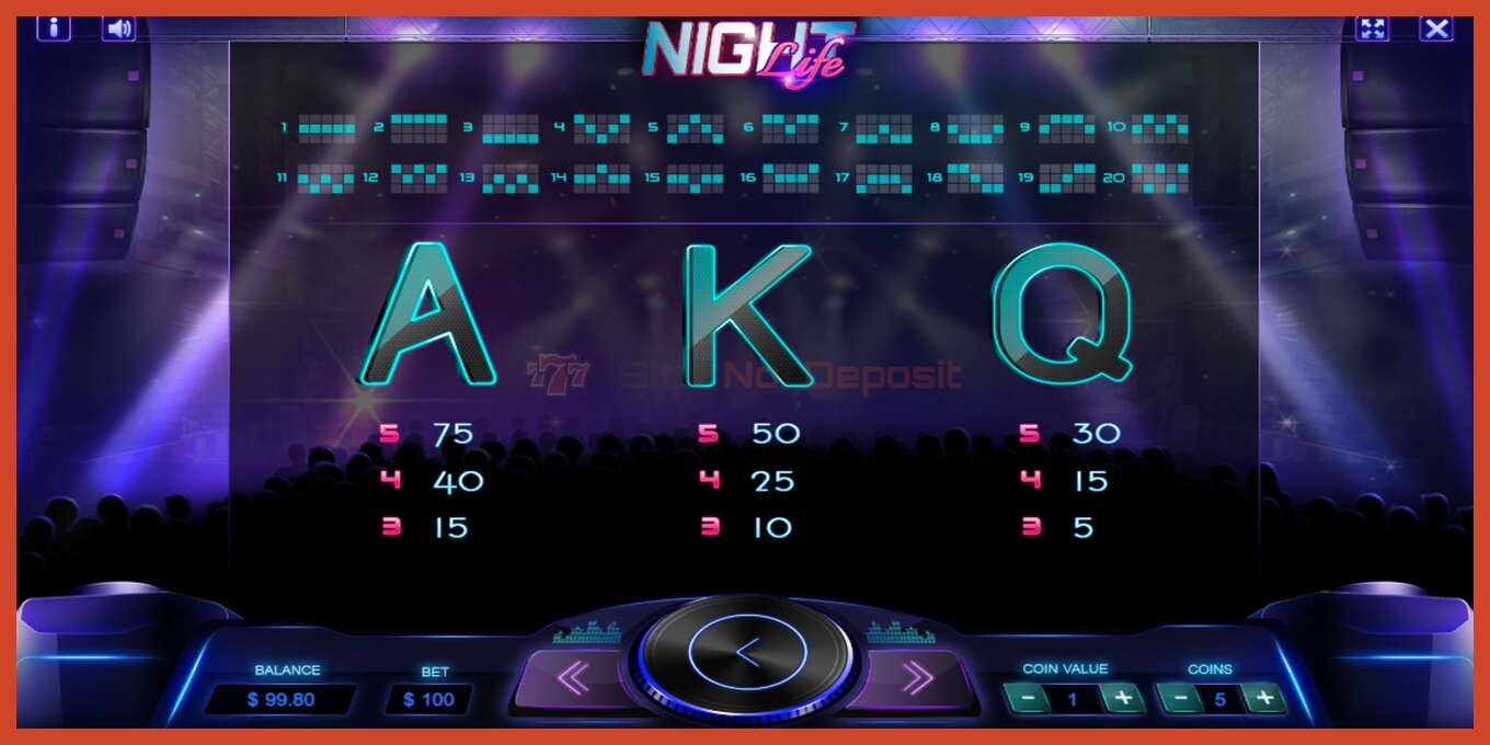 Slot skrinshoti: Night Life depozit yoq, raqam - 4