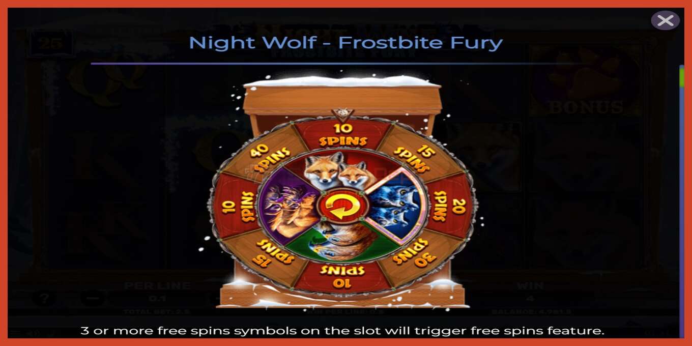 Slot screenshot: Night Wolf - Frostbite Fury no deposit, number - 4