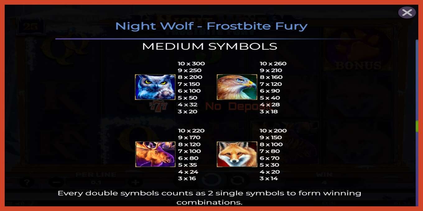 Slot screenshot: Night Wolf - Frostbite Fury no deposit, number - 7