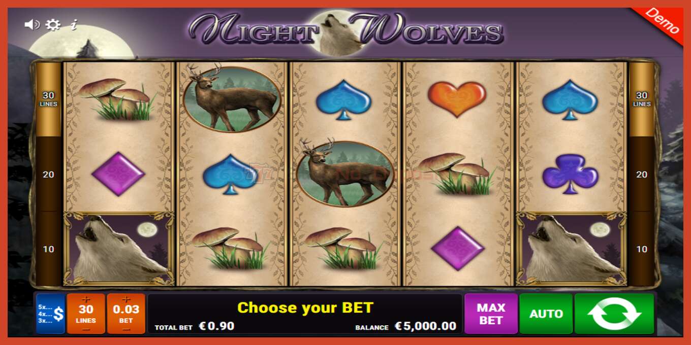 Slot screenshot: Night Wolves no deposit, number - 1