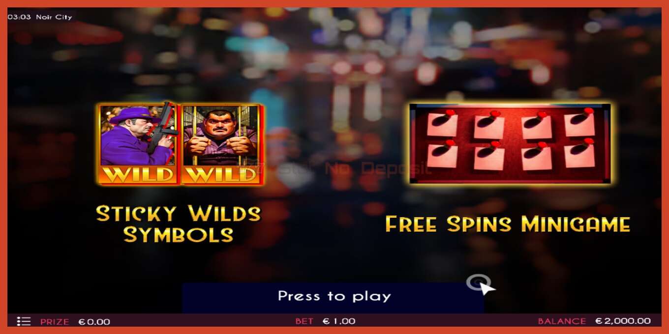 Slot screenshot: Noir City no deposit, number - 1