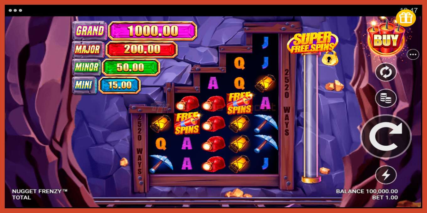 Slot screenshot: Nugget Frenzy no deposit, number - 1