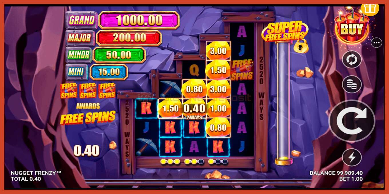 Slot screenshot: Nugget Frenzy no deposit, number - 2