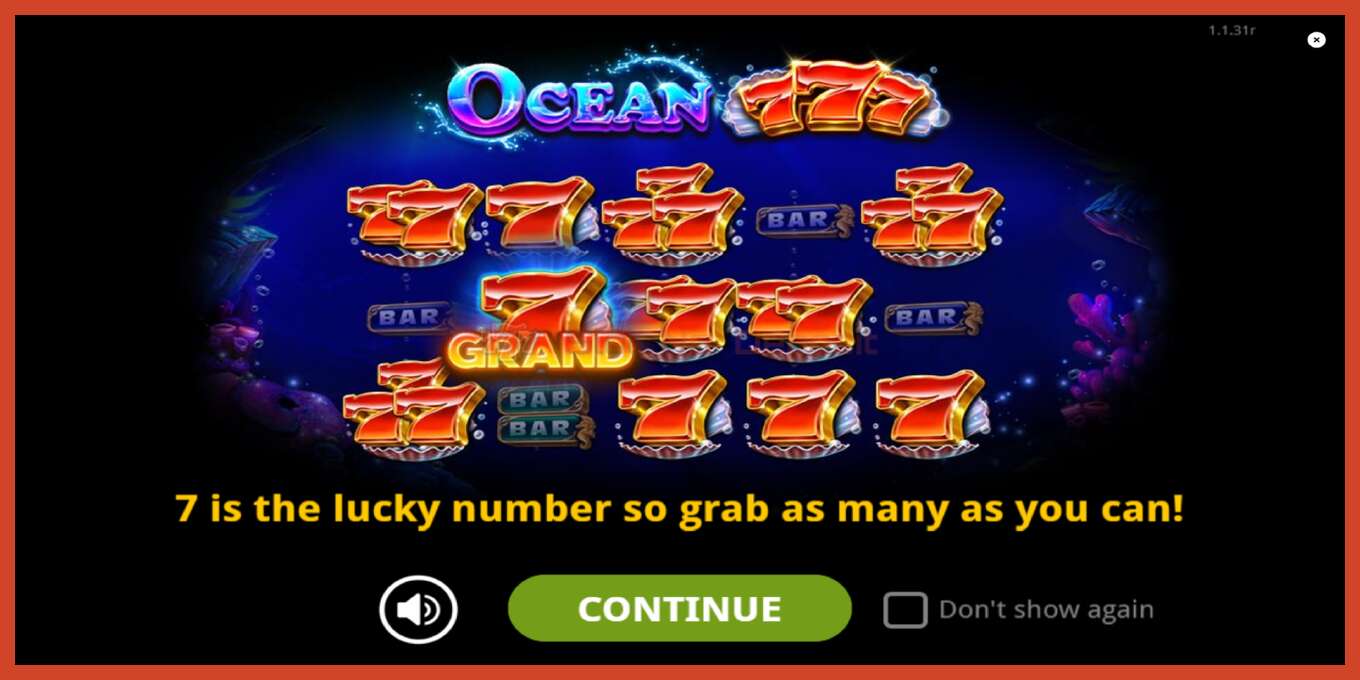 Slot screenshot: Ocean 777 no deposit, number - 1