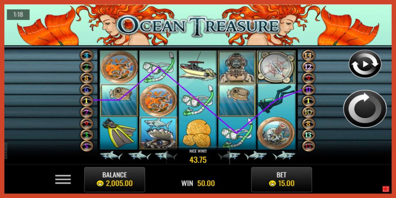 Slot screenshot: Ocean Treasure no deposit, number - 2