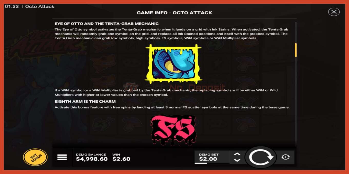 Slot screenshot: Octo Attack no deposit, number - 5