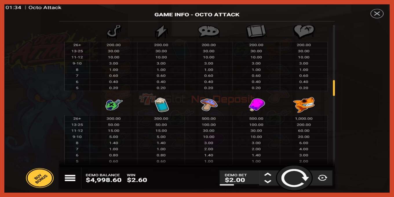 Slot screenshot: Octo Attack no deposit, number - 6