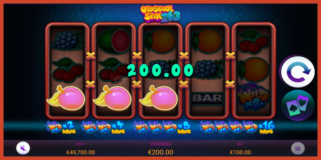 Slot skærmbillede: Oldskool Spin 243 intet depositum, antal - 2