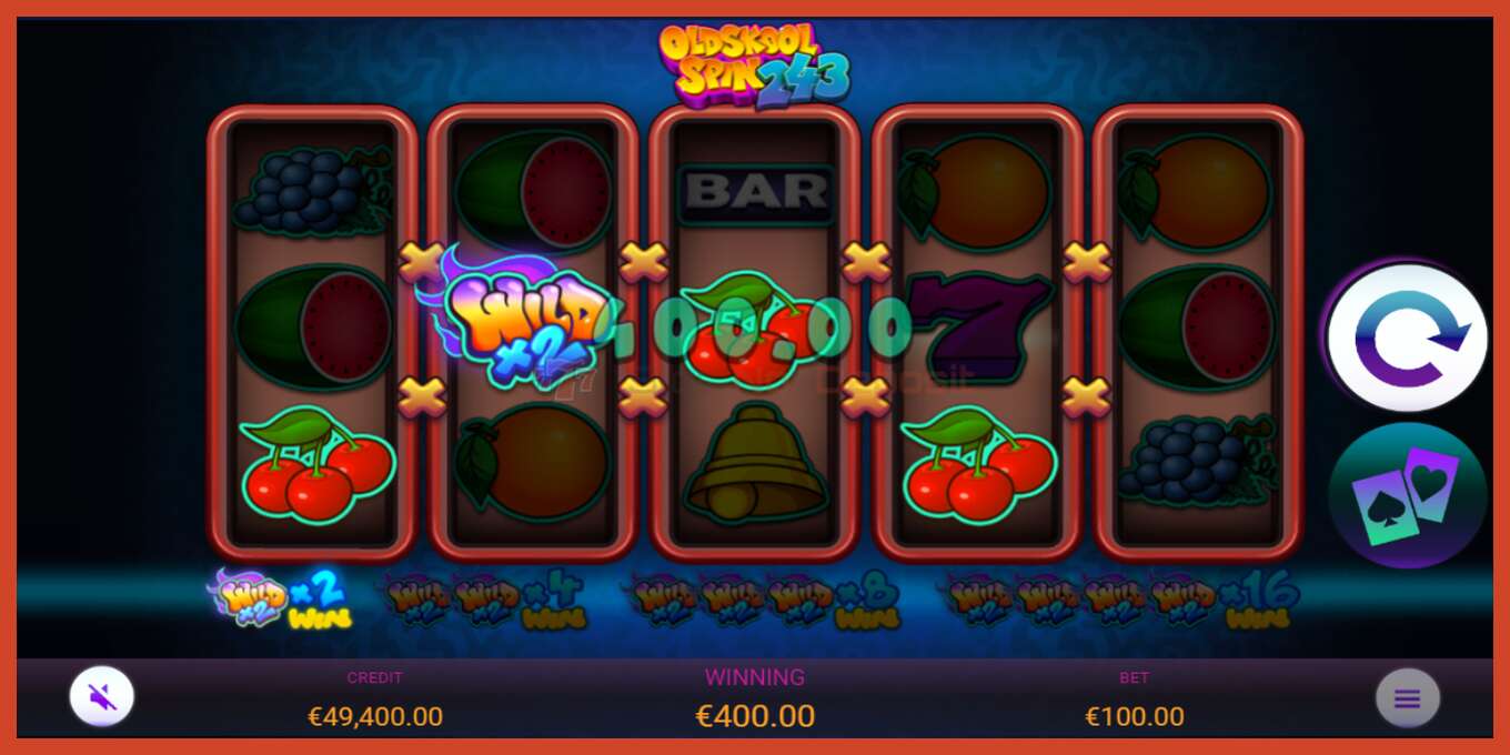 Slot skærmbillede: Oldskool Spin 243 intet depositum, antal - 3