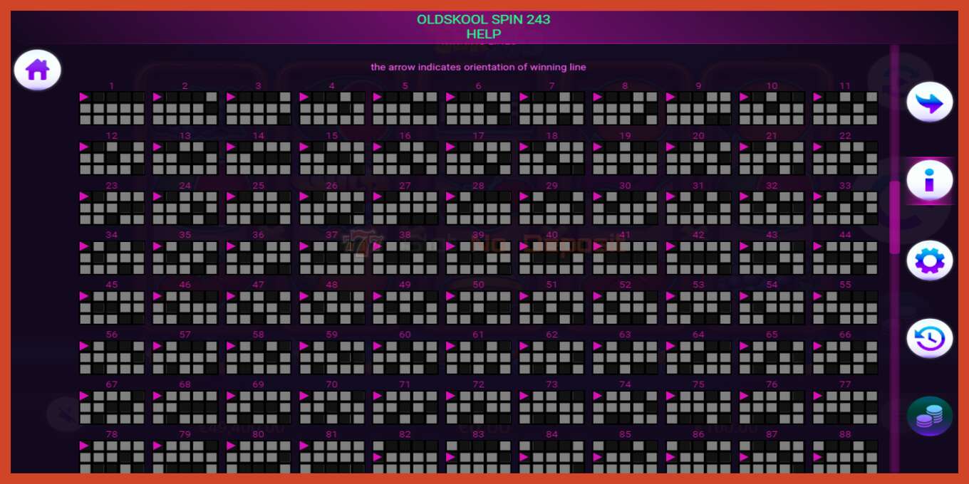 Slot skærmbillede: Oldskool Spin 243 intet depositum, antal - 7