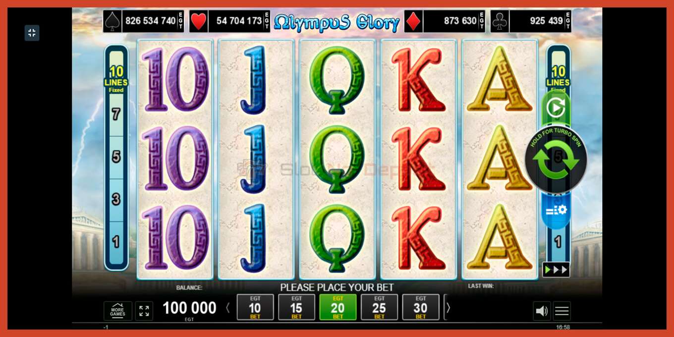 Slot screenshot: Olympus Glory no deposit, number - 1