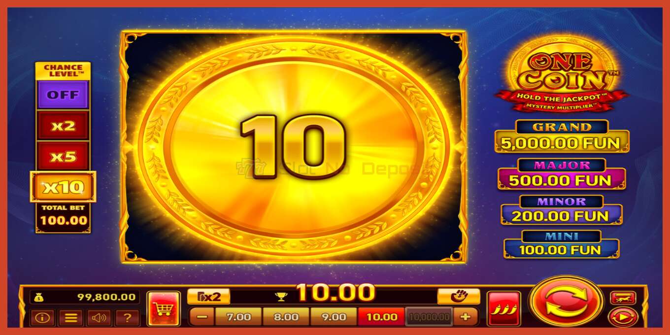 Slot screenshot: One Coin no deposit, number - 2