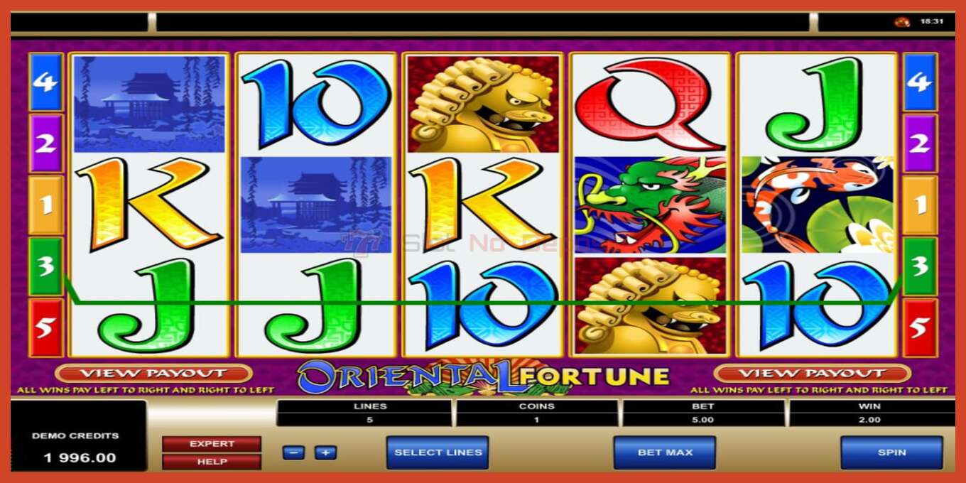 Slot screenshot: Oriental Fortune no deposit, number - 3