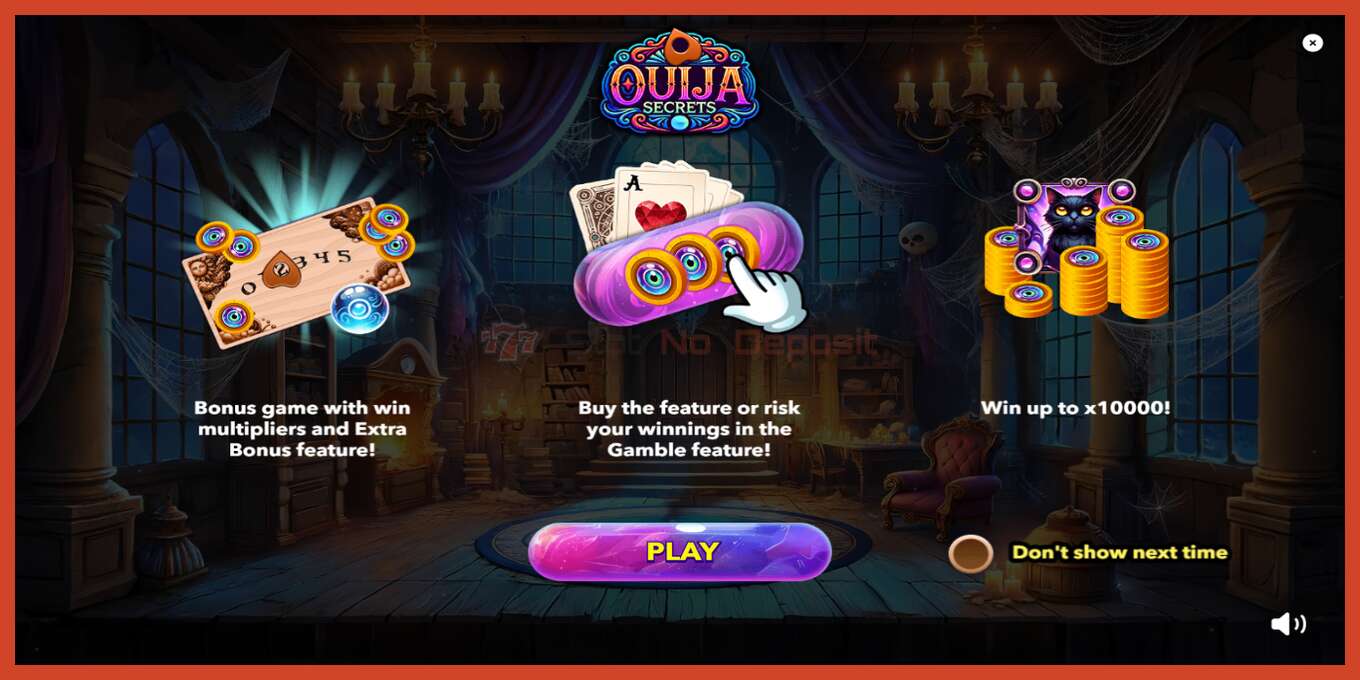 Slot තිර රුවක්: Ouija Secrets තැන්පතු නැත, අංකය - 1