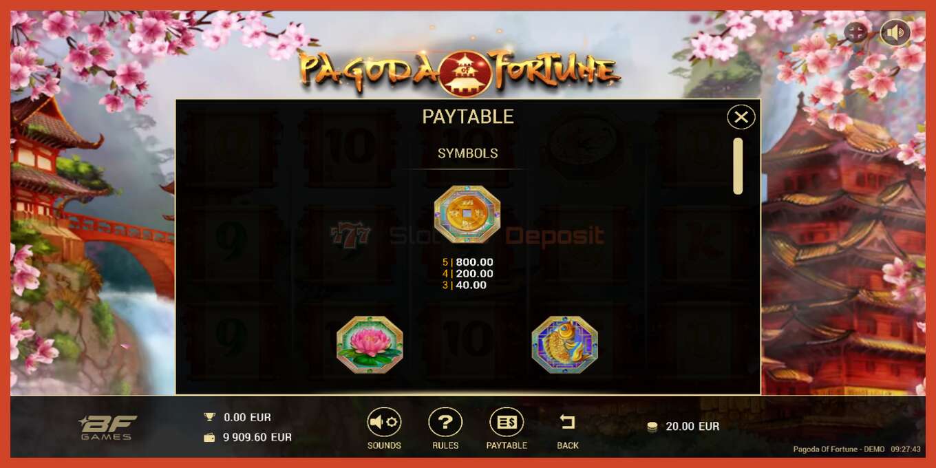 Slot screenshot: Pagoda of Fortune no deposit, number - 5