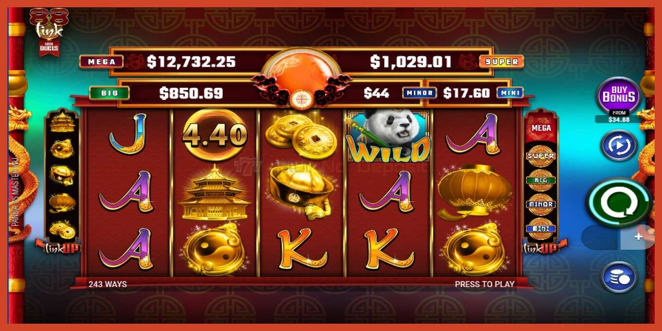 Slot skærmbillede: Panda Vs Master Wu intet depositum, antal - 2