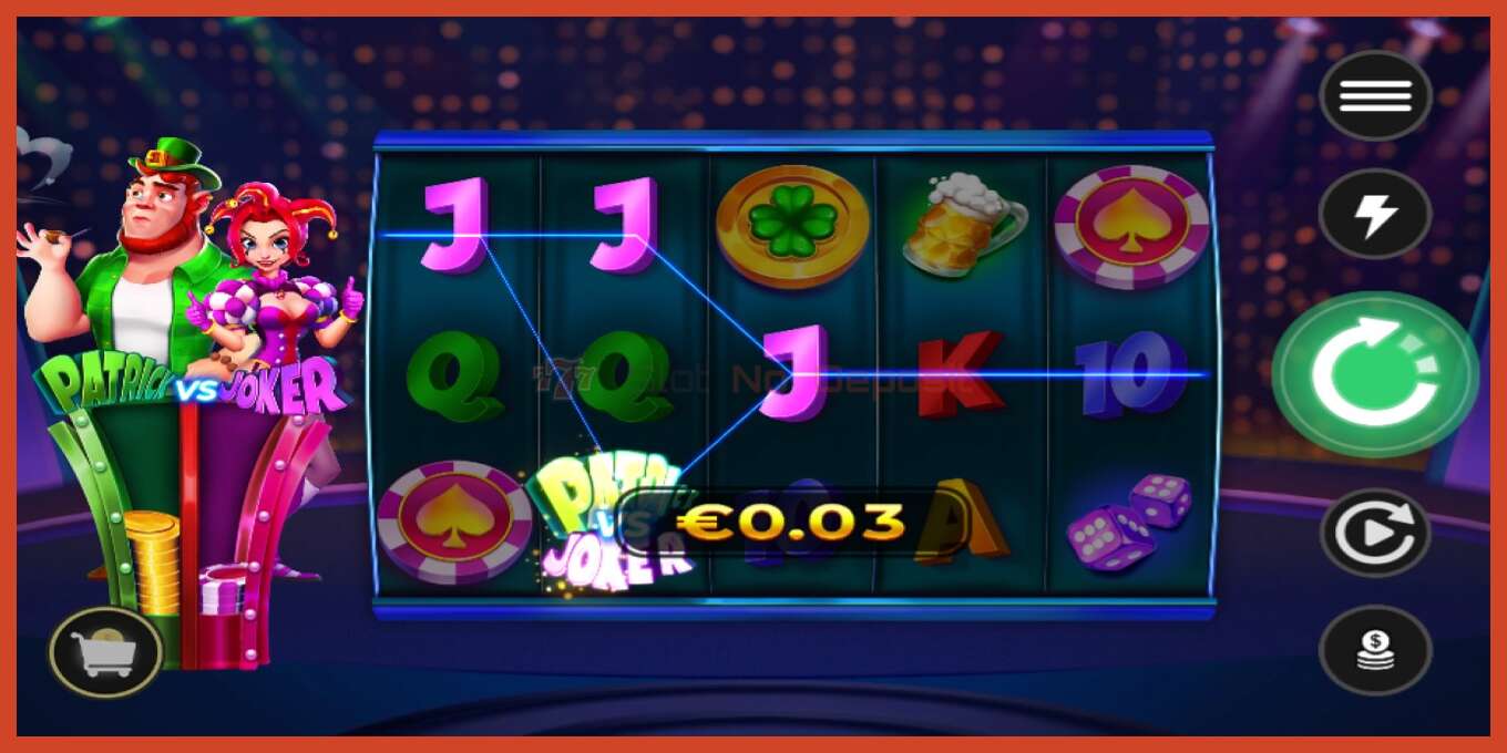 Slot скриншоту: Patrick vs Joker депозит жок, саны - 4