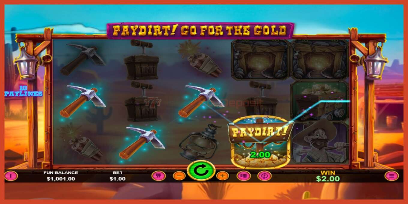 Slot screenshot: Paydirt! Go for the Gold no deposit, number - 2