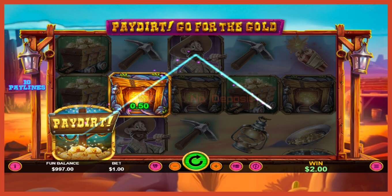 Slot screenshot: Paydirt! Go for the Gold no deposit, number - 3