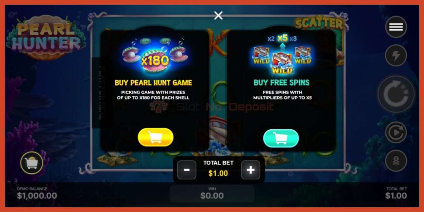 Slot screenshot: Pearl Hunter no deposit, number - 2