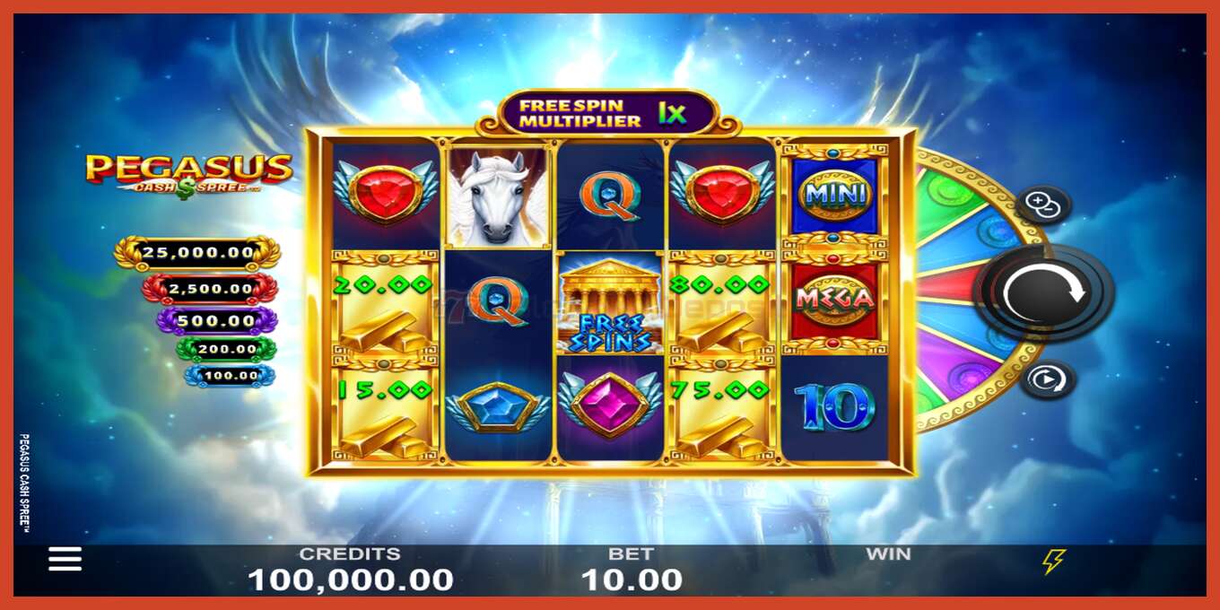 Slot screenshot: Pegasus Cash Spree no deposit, number - 2